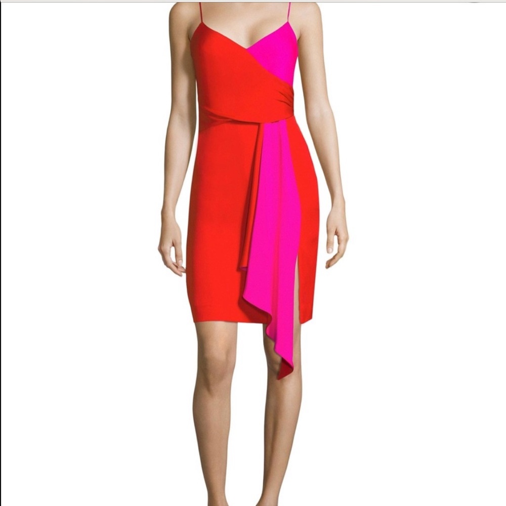 Milly red and hot pink silk dress EUC Sz 12